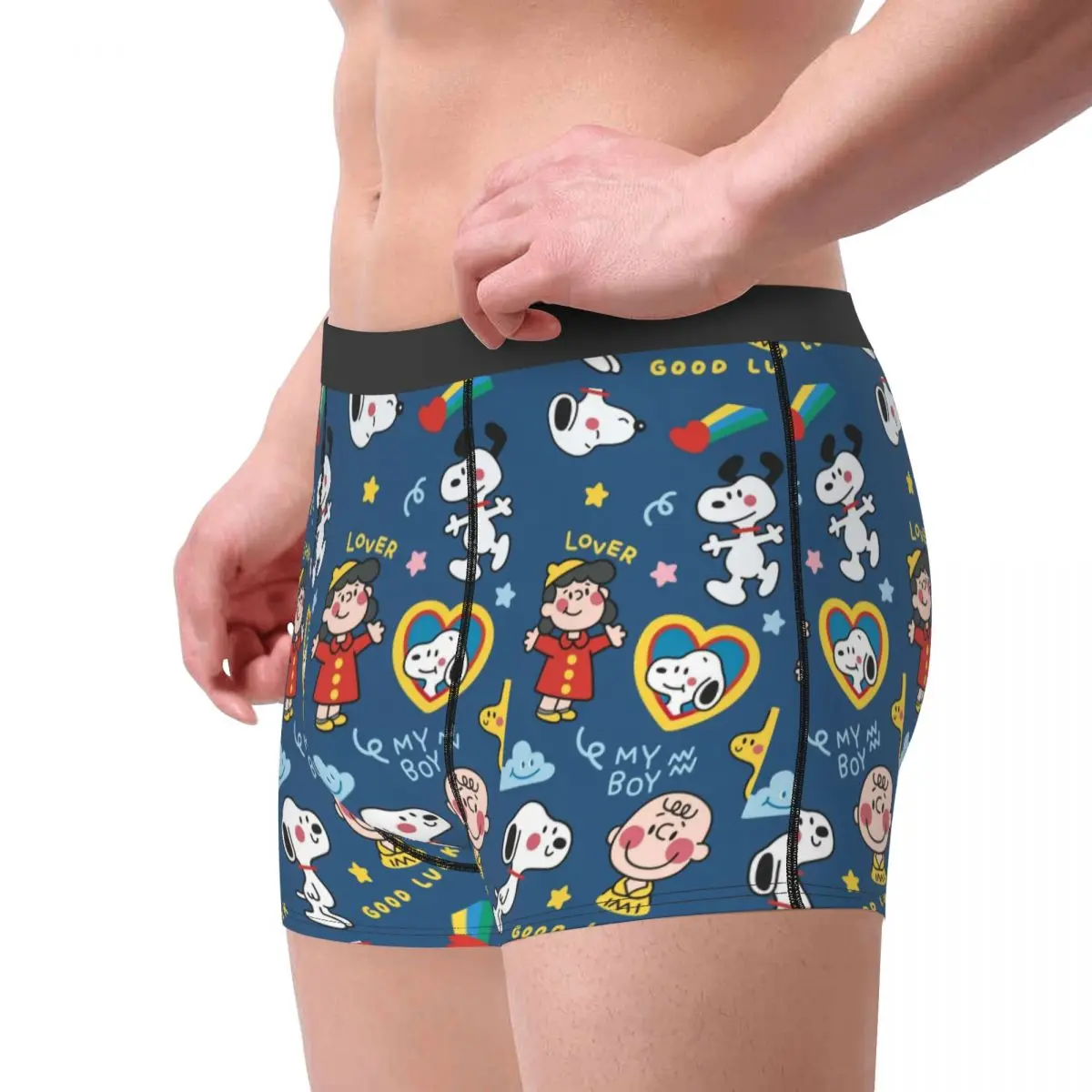 Moda Personalizada Amendoim Grupo De Amigos S-Snoopys Boxers, Shorts Calcinhas, Cuecas Masculinas, Cuecas Respiráveis, Roupa Interior