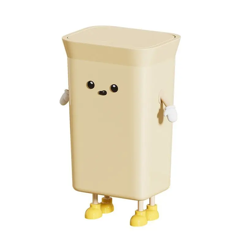 35L Large Capacity Kitchen Trash Can With Lid, Plastic Rectangular Garbage Bin, Odor Sealing Waste Container For Home Bathroom
