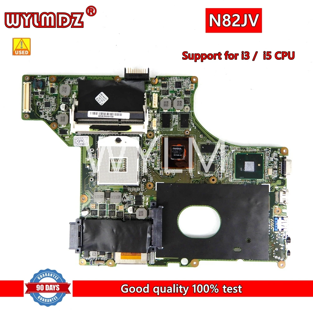 

N82JV GT335M/1G GPU Support for i3/i5 CPU Notebook Mainboard For Asus N82J N82JV N82JQ Laptop Motherboard 100% Test OK Used