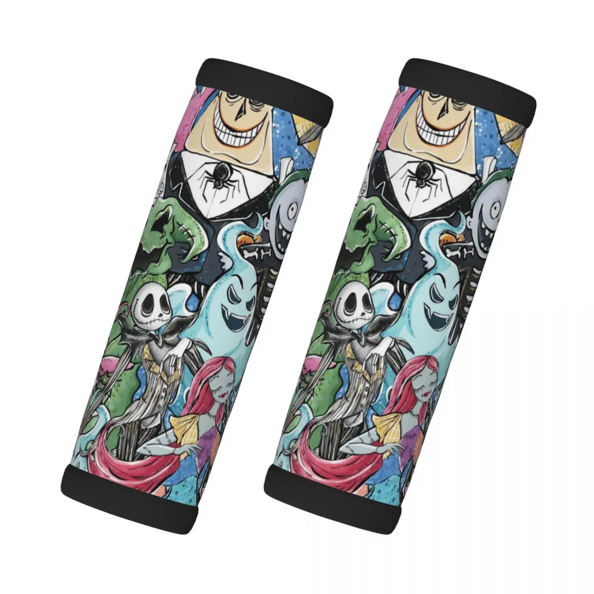 

Custom Jack Skellington Luggage Handles Wrap Grips 2 Pcs Handle Grip For Travel Bag Luggage Suitcase Airplane Soft