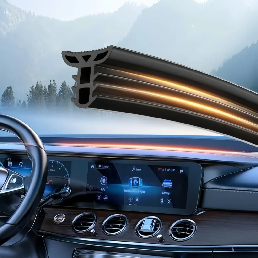 Car Interior Accessories, 1.6m Windshield Dashboard Sealing Strip, Rubber Noise Insulation Weatherstrip