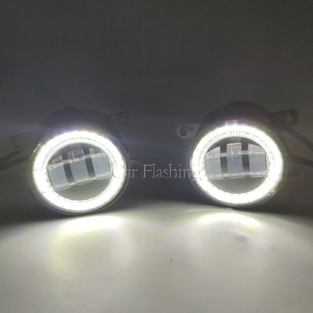 New！ Car LED Fog Light Assembly Angel Eye Daytime Running Light DRL 12V For Mitsubishi Pajero 4/IV V8_W V9_W 2007-2015