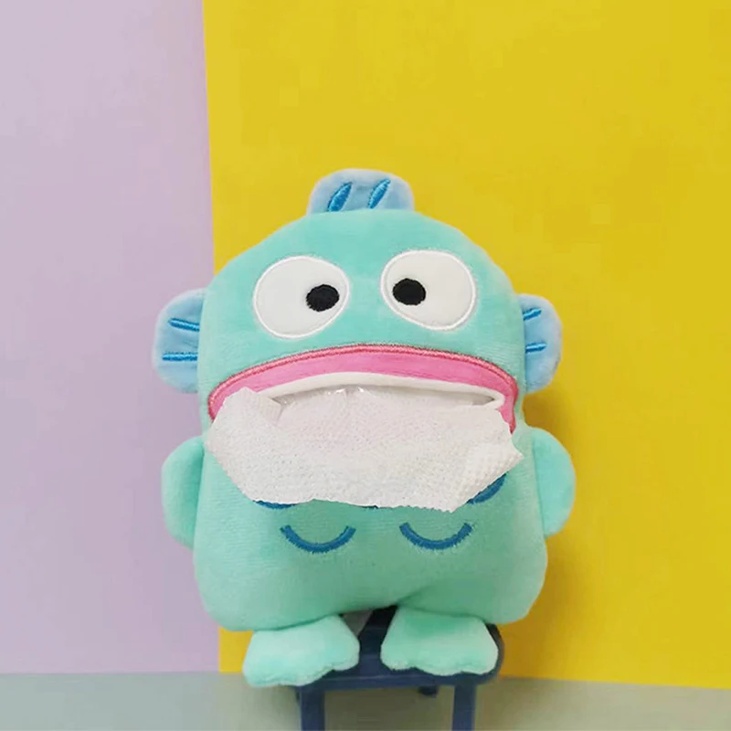 Cute Cartoon Hangyodon Sanrio Plush Doll Ugly Fish Tissue Box Keychain Kawaii Fluffy Stuffed Toy Backpack Pendant Periphery Gift