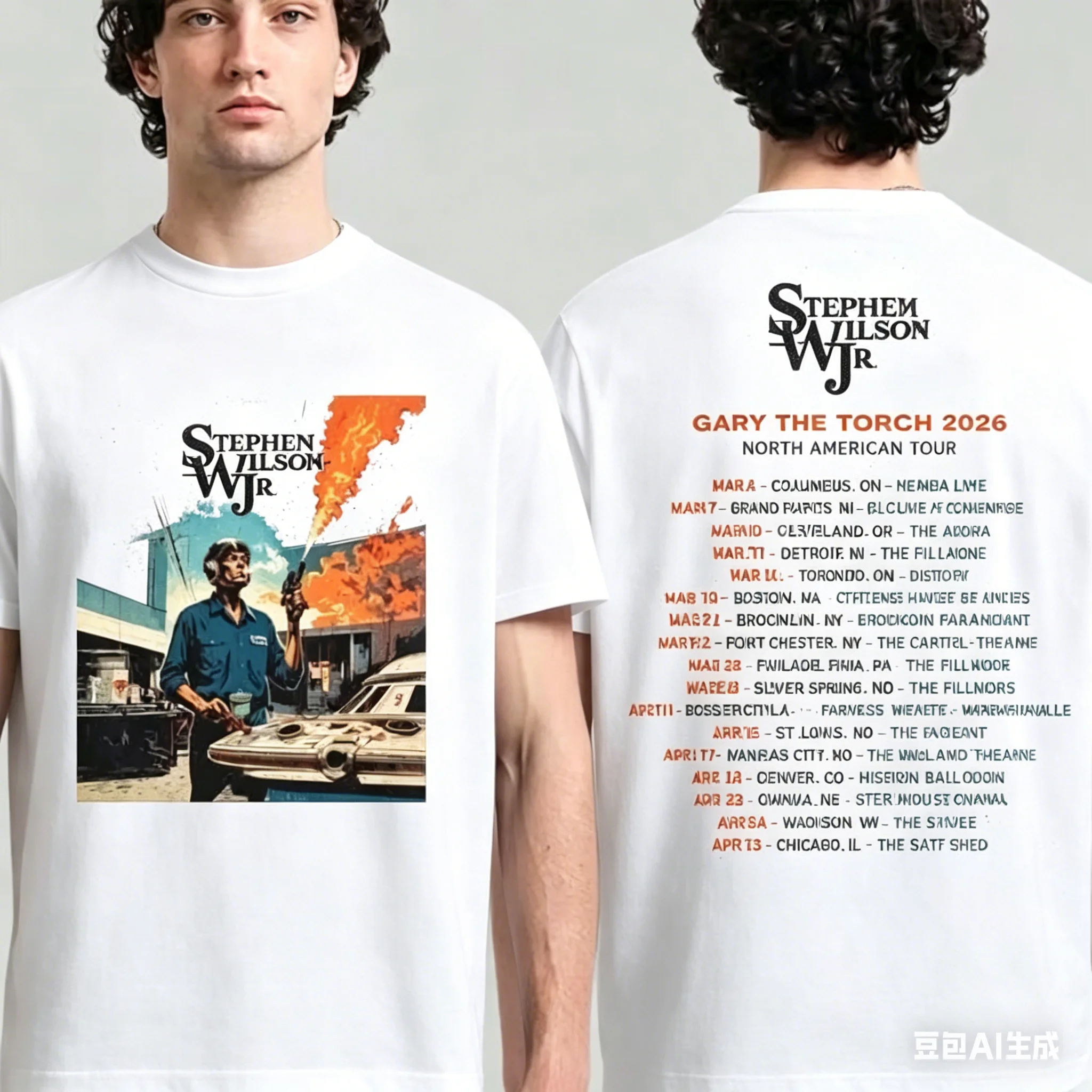 Camiseta Vintage Y2k de Stephen Wilson Jr. Gary The Torch, Nueva Camiseta de Gira, Camiseta Casual Holgada para Parejas, Ropa Urbana Unisex para Todas las Temporadas