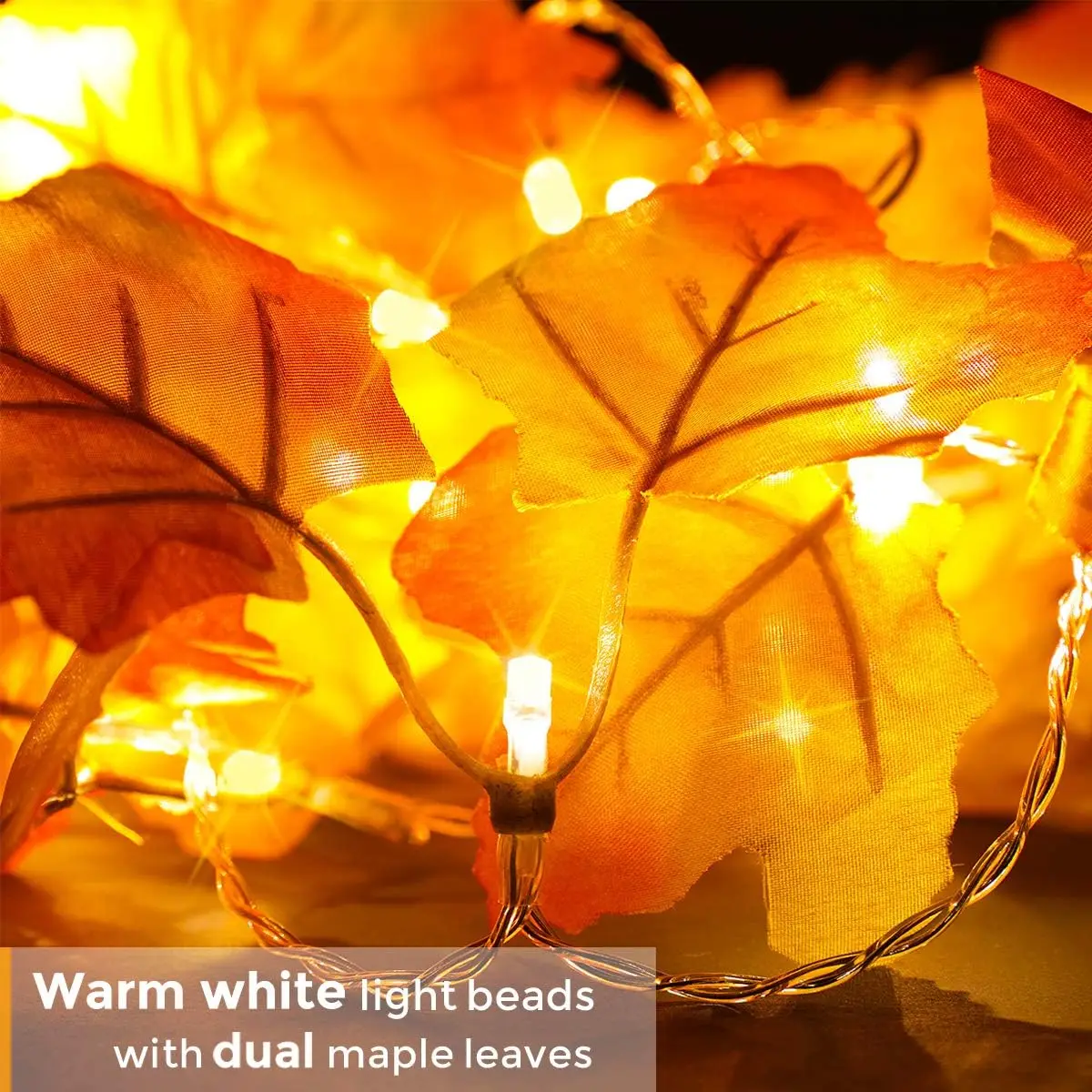 Fall string lights for Home Maple Leaf Garland with Lights 40LED USB Operated, Thanksgiving Halloween Fall Decor Indoor