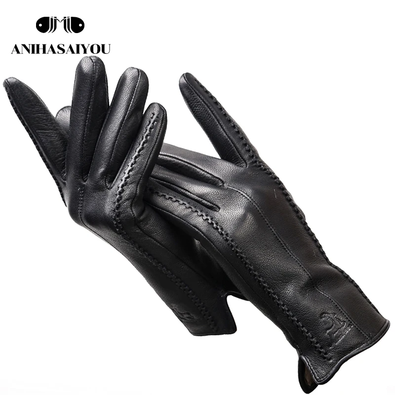 2024 Fashion sheepskin women\'s gloves,Brand women\'s leather gloves,winter outdoor Keep warm touch gloves-2226F