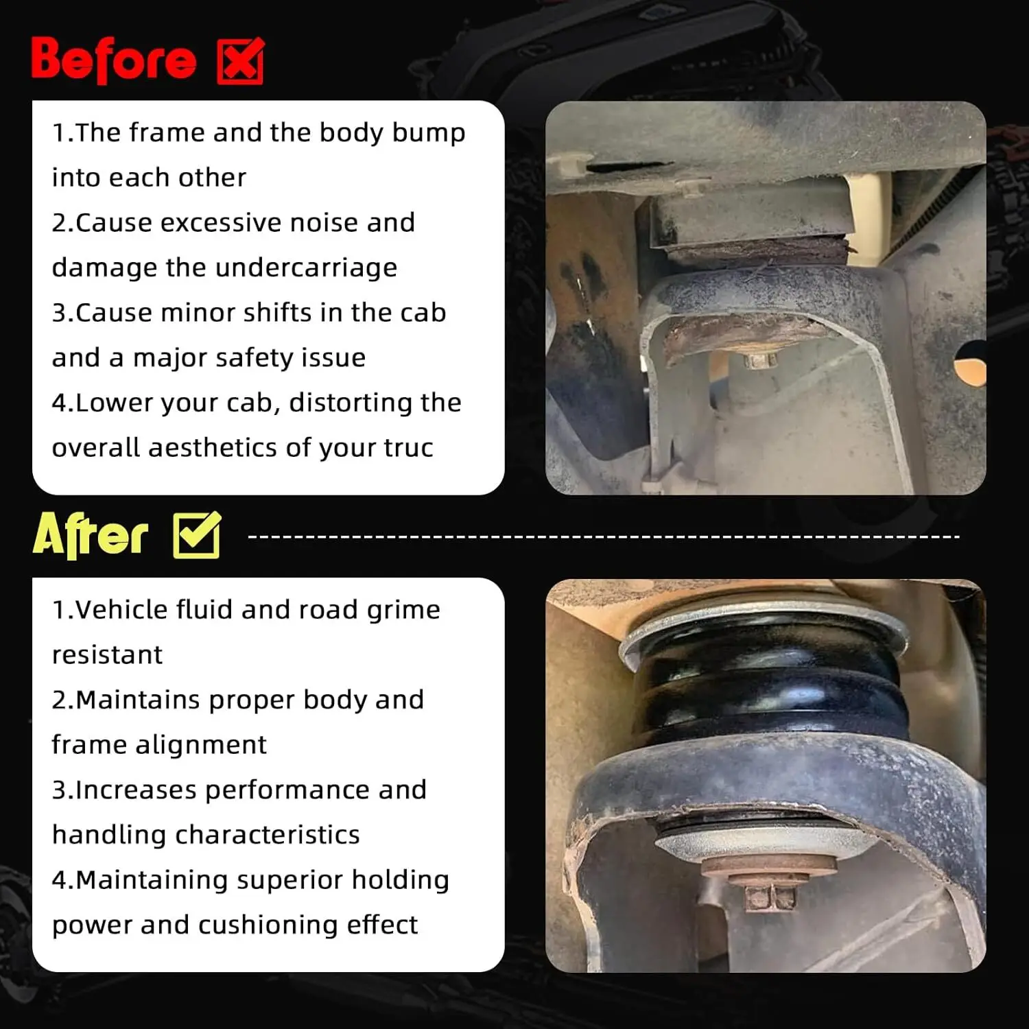 KF04058BK الجسم الكابينة جبل البطانات مجموعات ل 2003-2007 فورد 6.0L F250 F350 F450 F550 F650 F750 رحلة E150 E250 E350 E450 #6