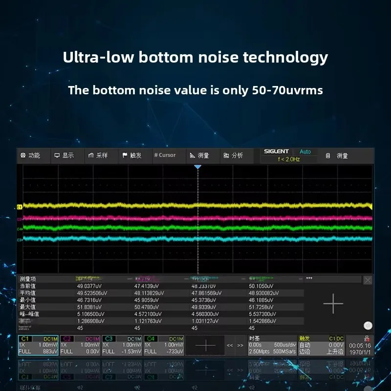SDS824X HD عالية الوضوح 12Bit راسم الذبذبات للتخزين الرقمي 4-قناة 2G معدل أخذ العينات 70-200Mhz عرض النطاق الترددي