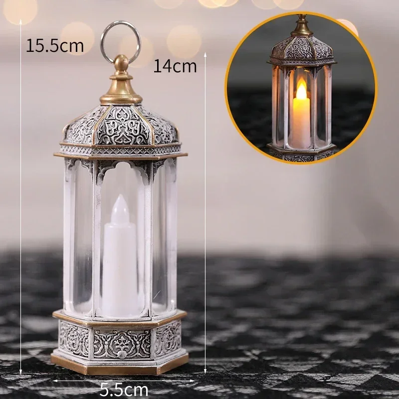 Halloween Glowing Hexagonal Wind Lamp Electronic Candle Portable Flame Lamp Window Display Props