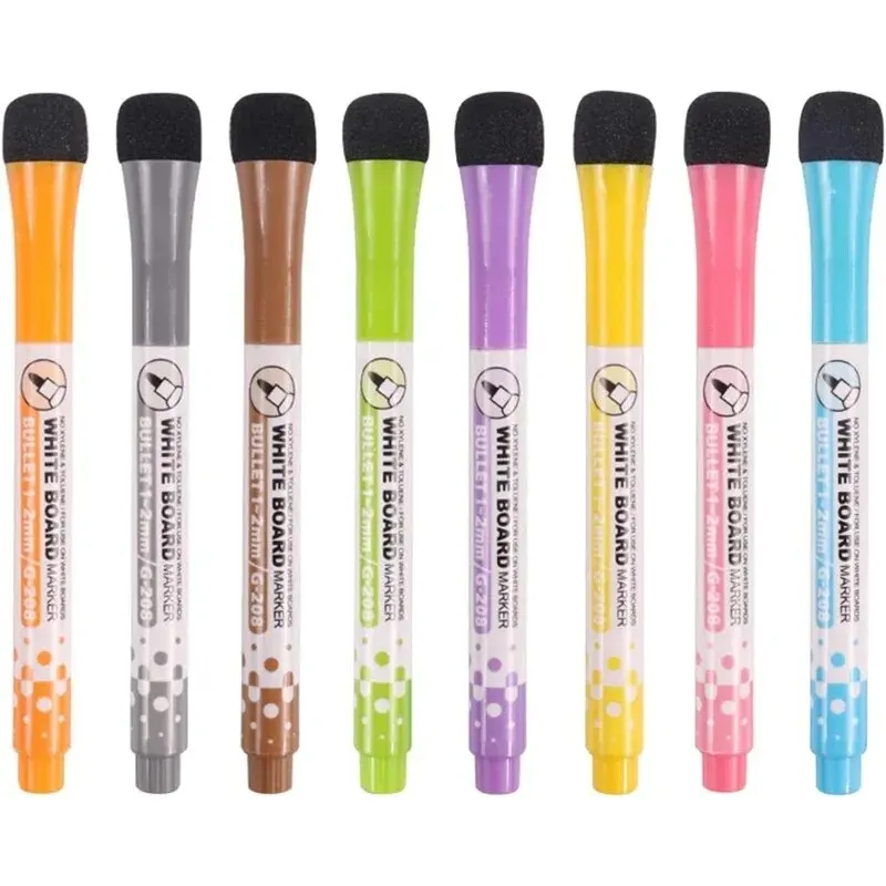 8 Colors Whiteboard Pens, Fine Tip Magnetic Water-Based Pen with Erasable Cap, Magnet Children's Painting Home, School Office