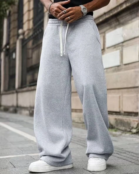 Men Straight Track Pants with Insert Pockets Cotton Sweatpants Versatile Street Style
