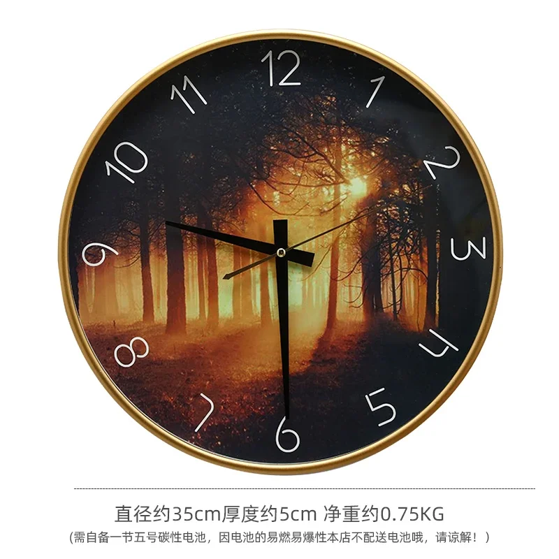 Plastic Glass Wall Clock Living Room Decoration Hanging Ornaments Watch Time Clocks Round Shape Pointer