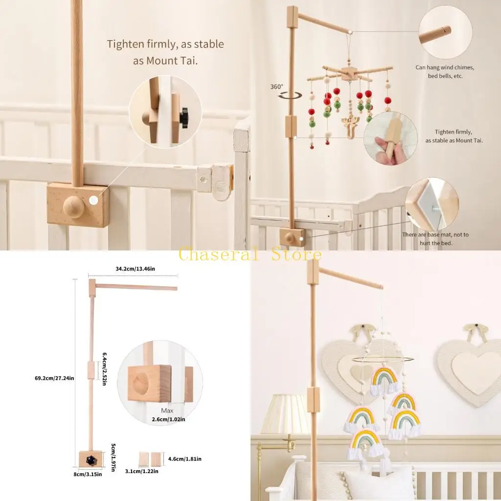 E7CE Infant Crib Mobile Holder Safe and Strong Hold Square Base Toy Hanger Arm Bracket For Baby Sensory Play Interaction