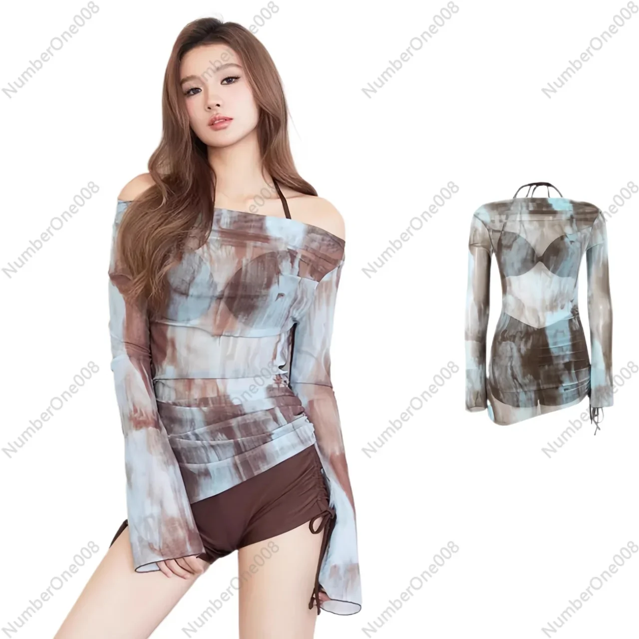 

Женский комплект купальника из 3 предметов, накидка на бикини в стиле ретро, сексуальный пуш-ап, маленькая грудь, высокое качество, лето 2024