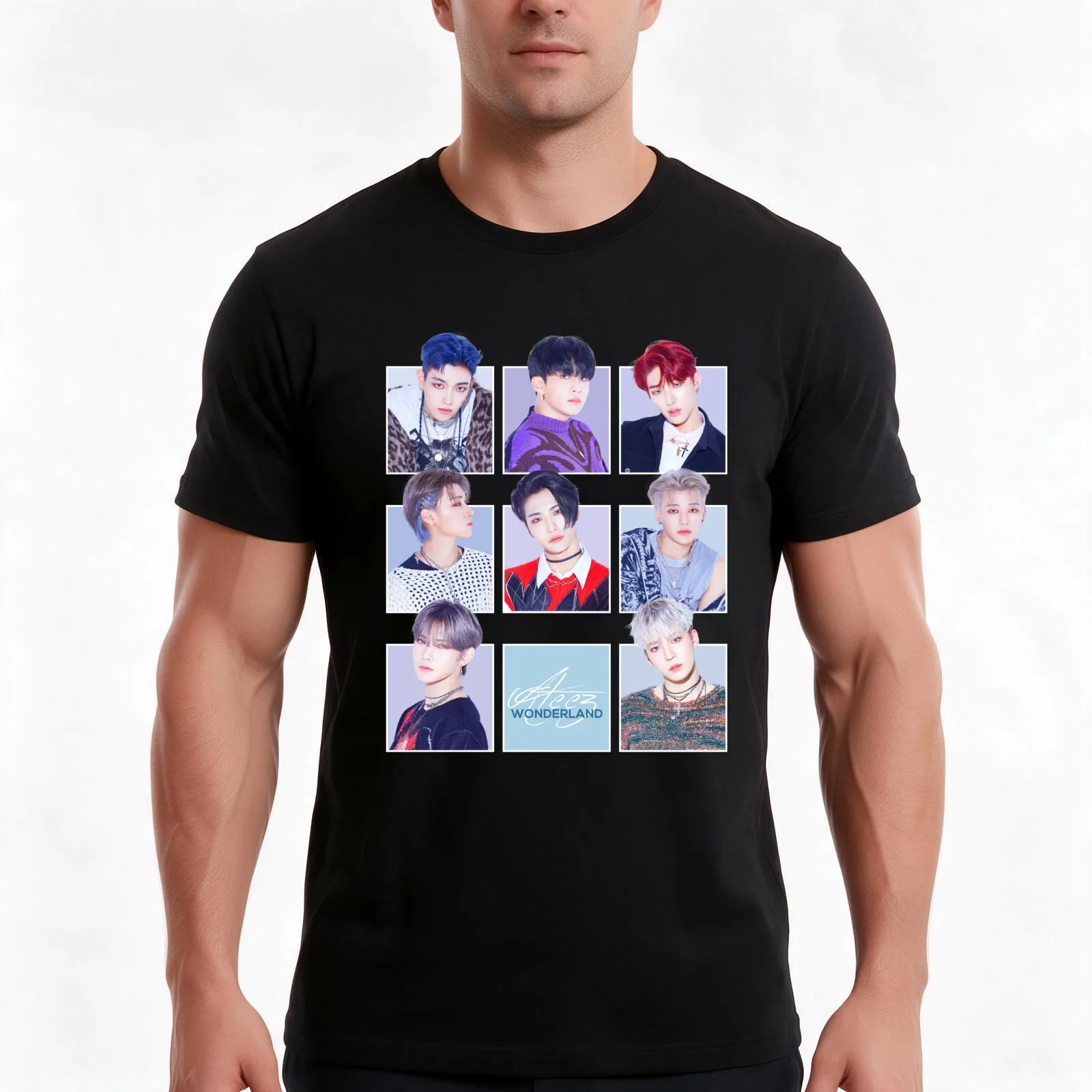 Ateez T-Shirt, Summer Casual Cotton Tee, Oversized Streetwear Tops, Vintage Graphic Print, Loose Fit Short Sleeve, 100% Cotton
