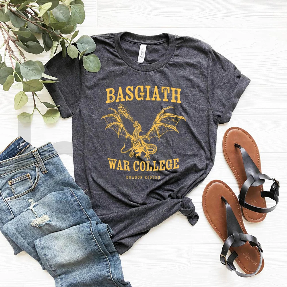 Basgiath War College Shirt Fourth Wing Romantasy Fantasy YA Dark Academia Books T-Shirt Violet Sorrengail Xaden Riorson Tops