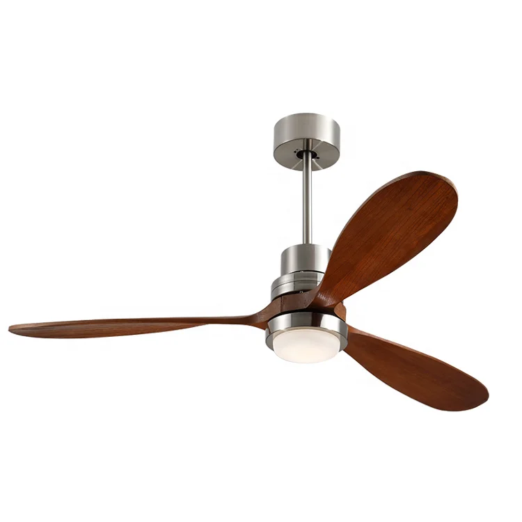 Classical style AC motor decorative 52 inch 3 blade black solid wood ceiling fan with LED light