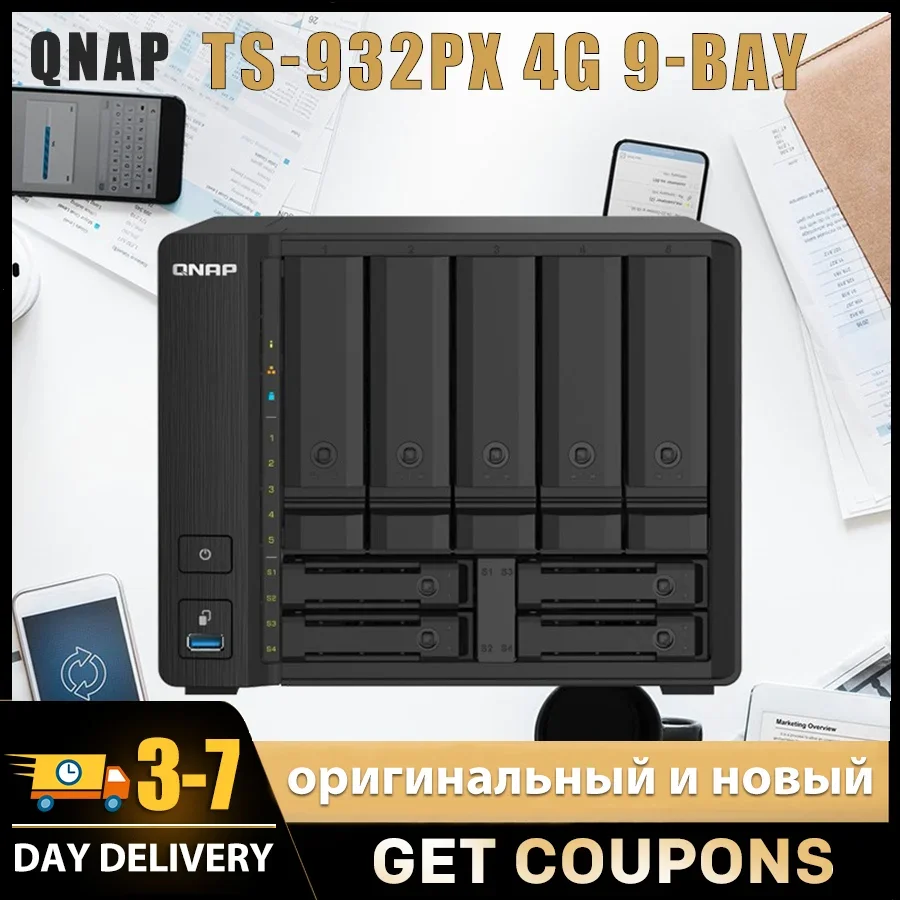 QNAP QNAP-TS-932PX 4G 9 Bay NAS Enclosure 4GB DDR4 RAM Nas Network Storage Server Nas Server