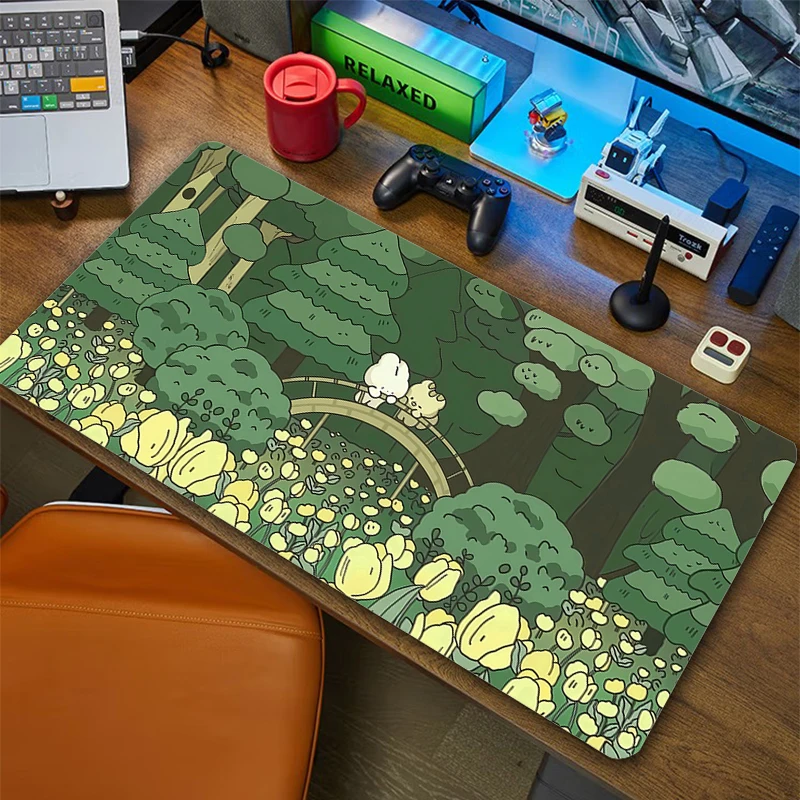 Tapis de souris de jeu Kawaii Cartoon Rabbit, grand animal mignon, polymères de souris, clavier Gamer, sous-souris, jeu non ald, virus de bureau média