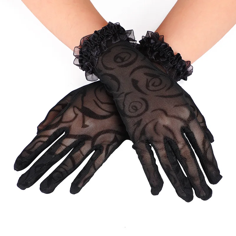 Summer Women Fashion Personality Flower Sexy Lace Sunscreen Cycling Drive Thin Mesh Bow Gloves Etiquette Cosplay Elasticity