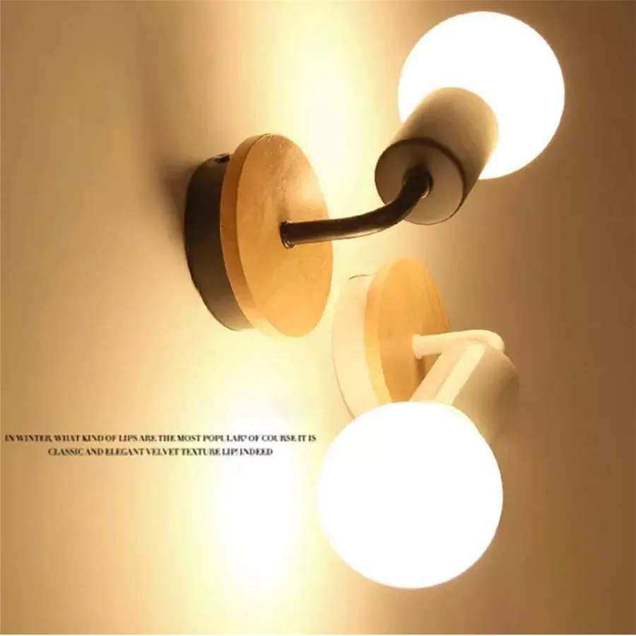 Wood Wrought Iron Wall Lamp Modern Minimalist Wall Lights Fixture E27 For Living Room Home Indoor Sconces Lighting Decorative