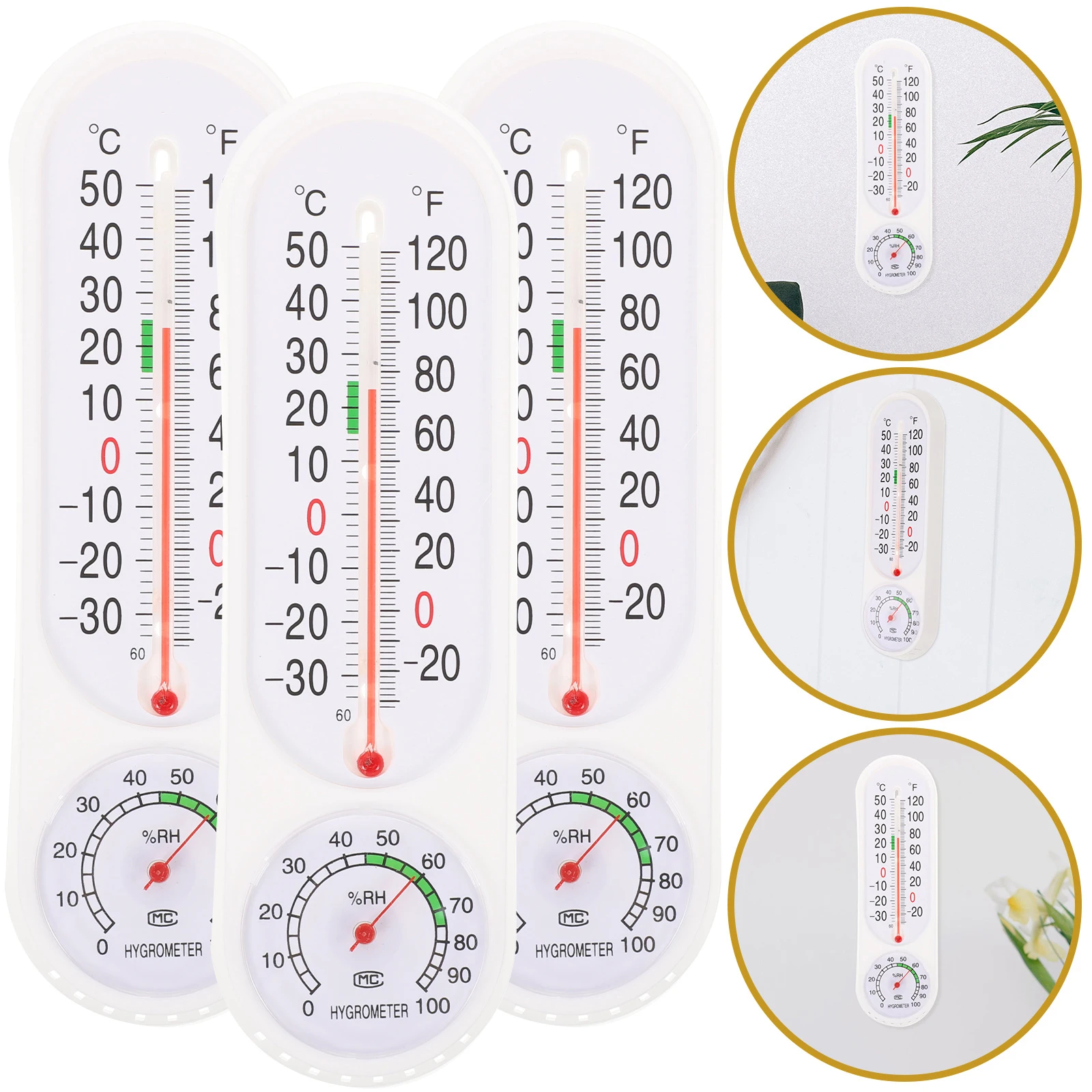 

3 Pcs Thermometer Hygrometer Digital Wall Mounted for Home Office Large Numbers Temperature Humidity Monitor