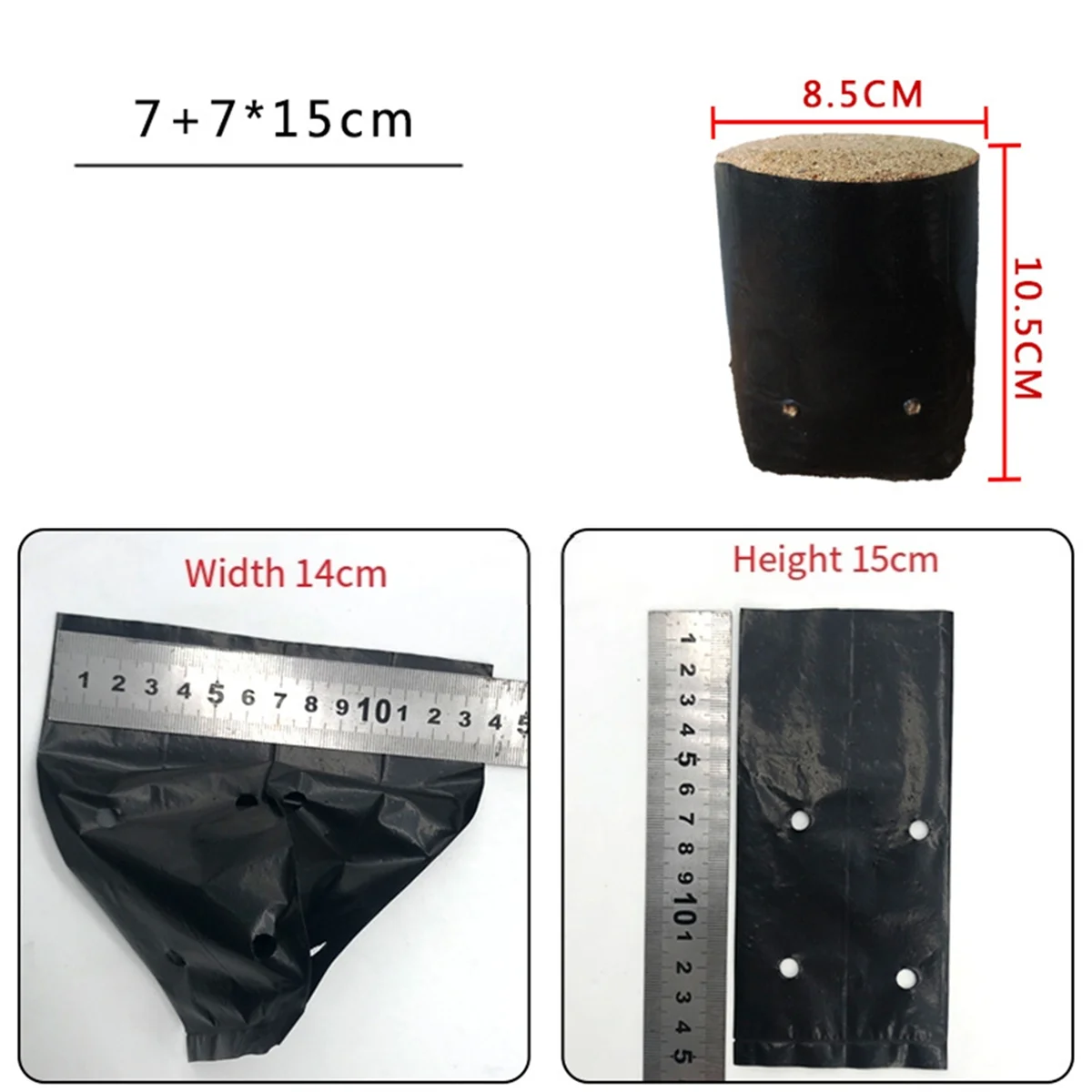 

Highly Recommended.500pcs PE Seedling Bags with Air Holes for Gardening Plants 14x15cm