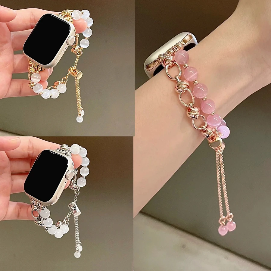 Band For Apple Watch Ultra Series 9 - 1 SE Bracelet Chain Hand Beading For Elegant Girl Gift 42/44/45/49mm And 38/40/41mm Strap