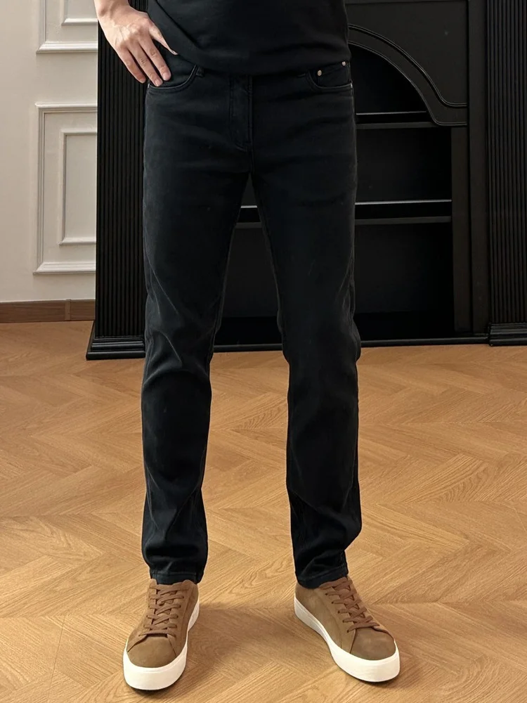 

Мужские джинсы Slim Fit American Style: прямые брюки из денима для города, осенне-зимняя коллекция, люкс-качество