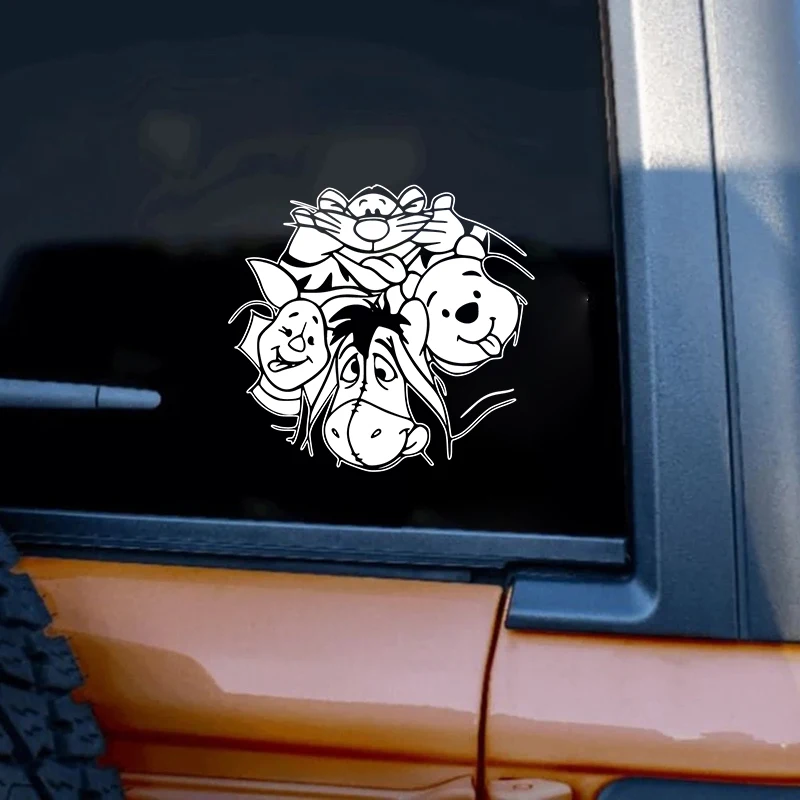 Winnie The Pooh Vinyl Art Sticker Car Window Laptop Decor, Classic Cartoon Funny Pooh Decal Kids Room Wall Decal