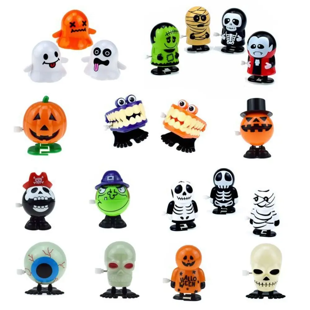 

Cartoon Halloween Series Wind-up Toy Ghost Pumpkin Halloween Clockwork Toys Jumping Pirate Head Prank Toys Halloween Ornament