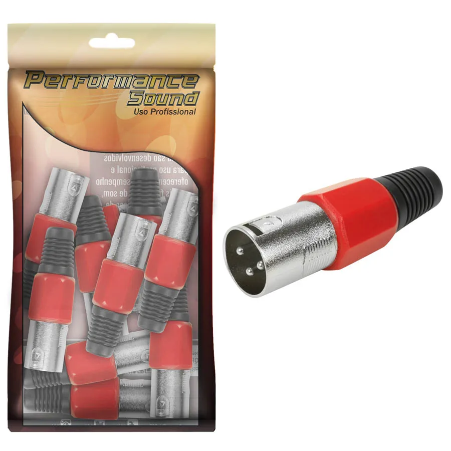 10x Plug Male Cannon-Premium Professional-Chrome Series-Red