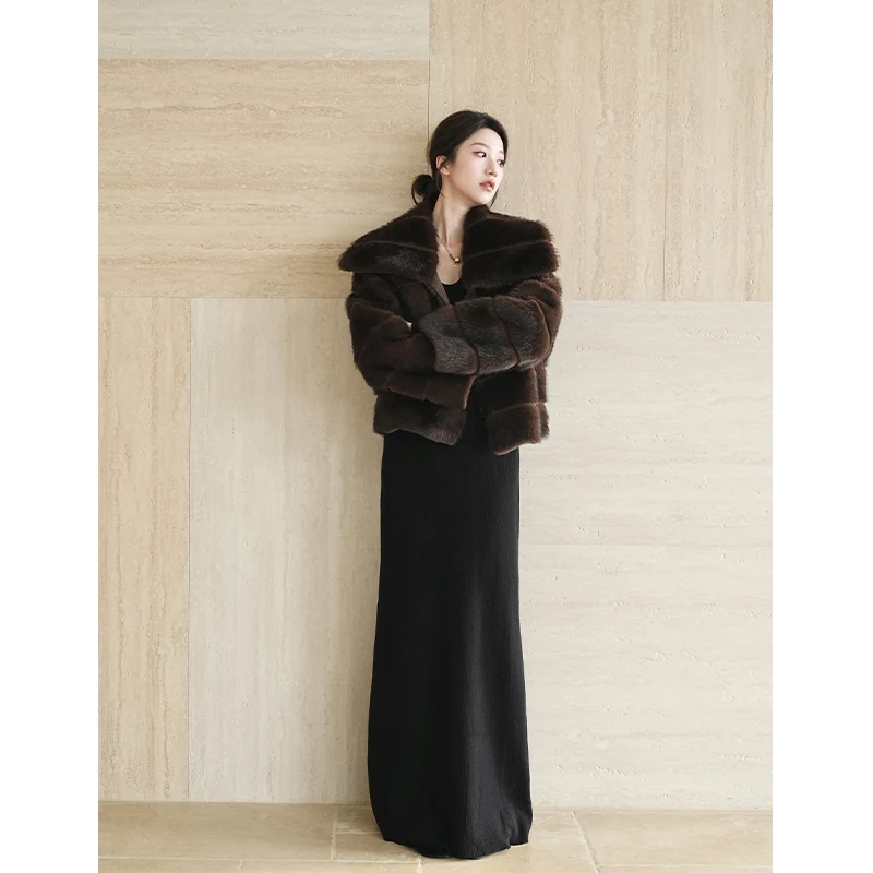 

SerioLudere Lazy Egg Strong Recommendation! ort Collar Purple Stripe Fur Jaet Self-Kee Eco-Friendly Fur