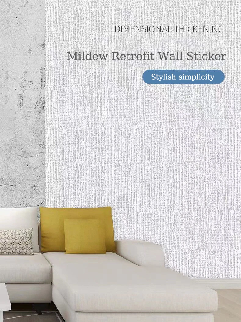 50cm Linen Foam 3D Self-Adhesive Wall Sticker PVC Solid Color Thickened Waterproof Background Wall Renovation Wallpaper
