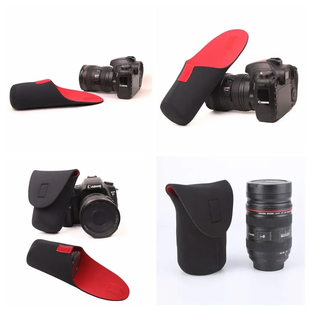 Neoprene Camera Lens Pouch Bag Soft Thickening DSLR Camera Lens Bag S/M/L/XL/XXL Cylinder Neoprene Paste Lens