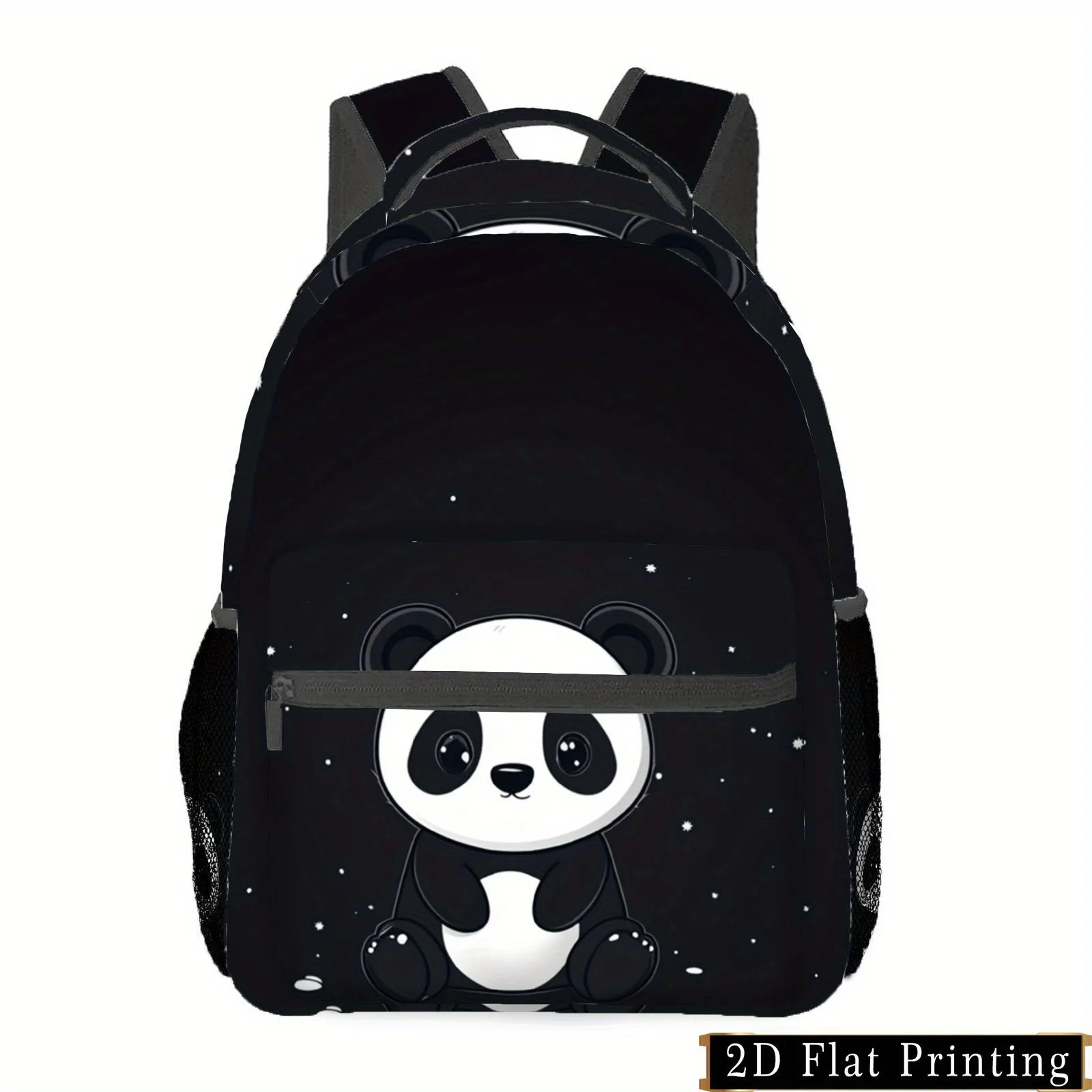 1pc Cartoon Panda Print Double Shoulder Bag with Zipper Hand-Washable Design Multi-Purpose Patterned Backpack