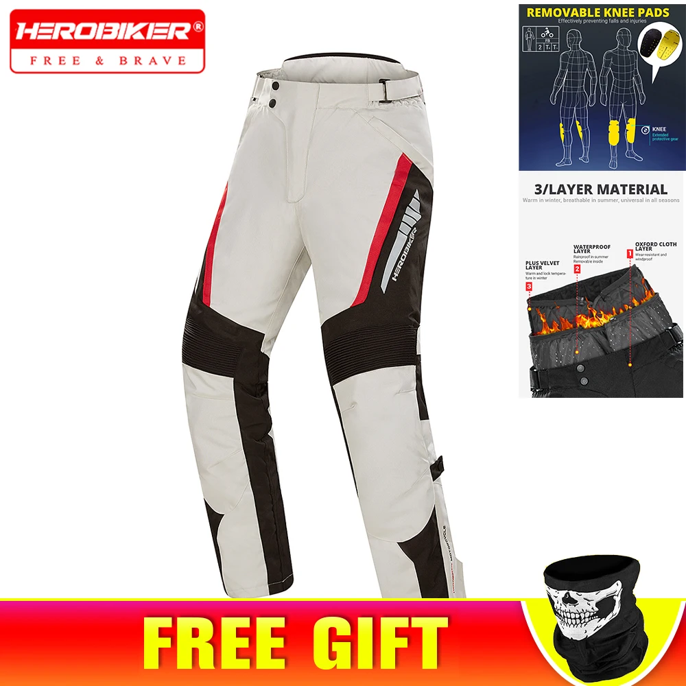 

HEROBIKER Motorcycle Riding Pants Keep Warm Motocross Touring Trousers With Kneepads Anti-fall Bike Pants Motorcyclist Pants