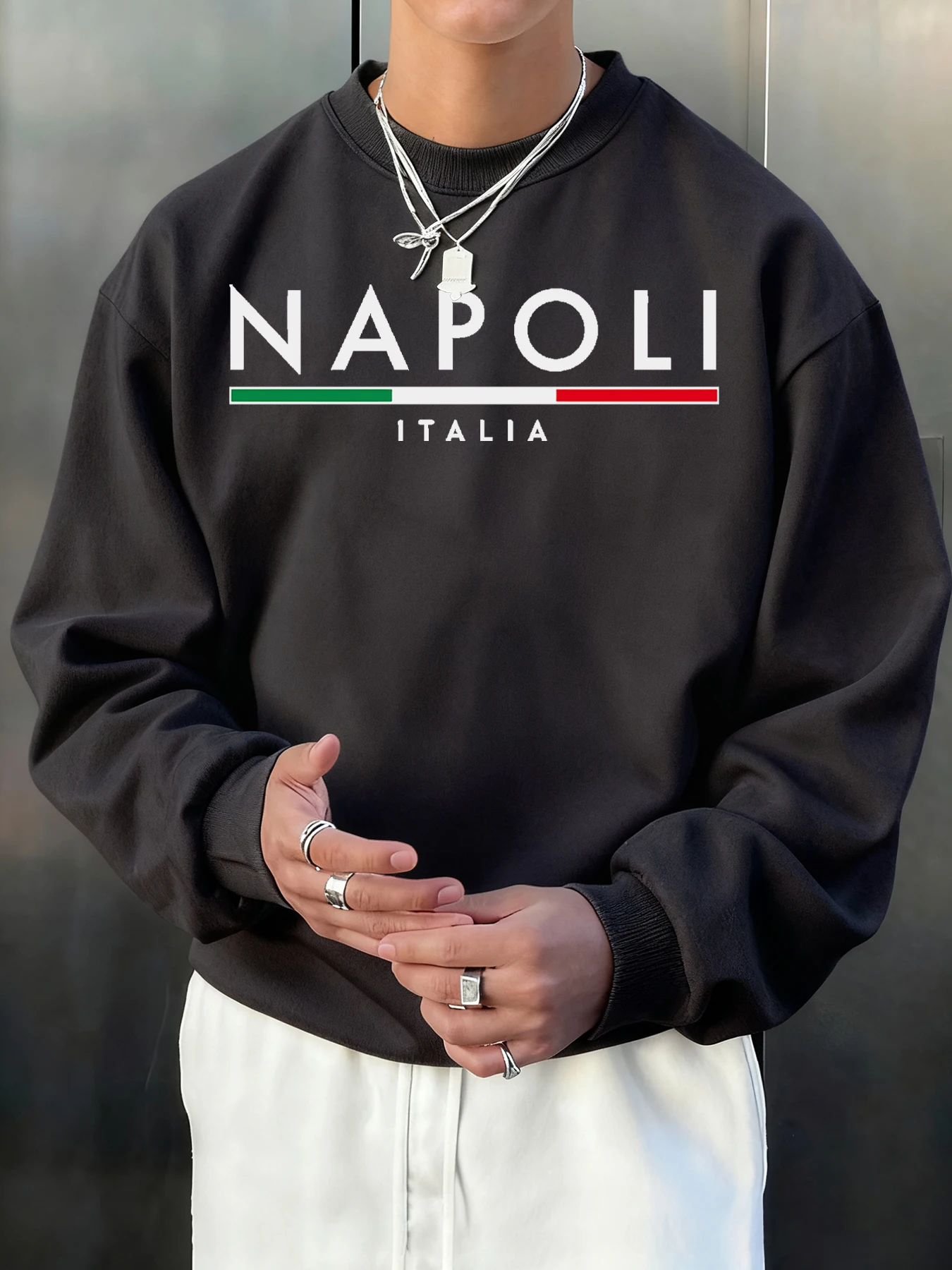 Napoli italia carta design moletom masculino macio quente topos velo ao ar livre pulôver crewneck solto roupas esportivas outono
