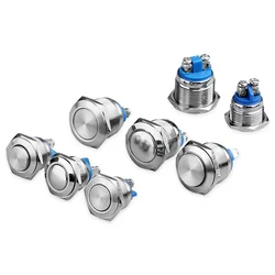 12/16/19/22/25/30/40mm metal push button switch on off power Waterproof screw Needle foot Flat button 6v 12v 24v 110v 220v ip67