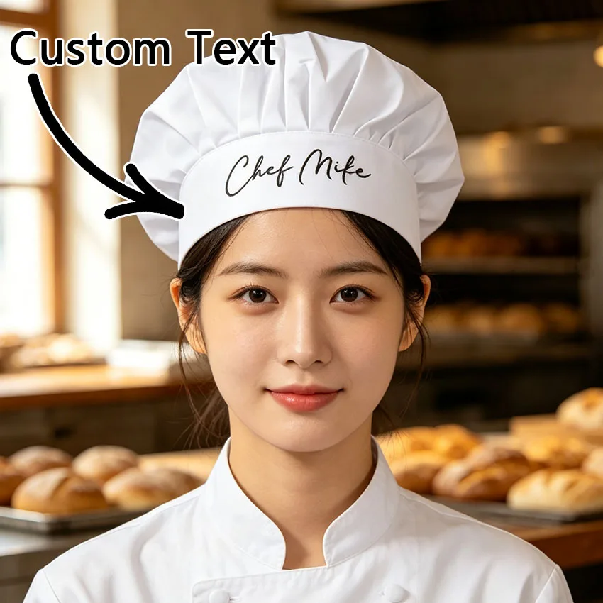 Casquettes de chef personnalisées, avec possibilité de personnaliser librement les noms ou les textes, élasticité réglable, confort et ajustement parfait. Chapeau de cuisine pour la pâtisserie et la cuisine, un cadeau original pour les chefs et les passionnés de pâtisserie.