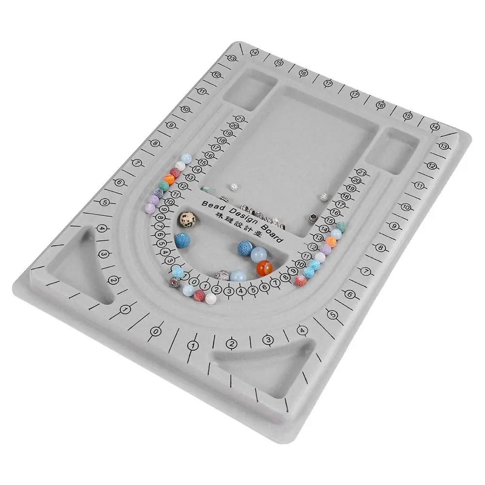 

Beading Tray Plastic Bracelet Beading Tray Measuring Tool Jewelry Design Tool DIY Necklace Tool Gray Flocked Bead Board