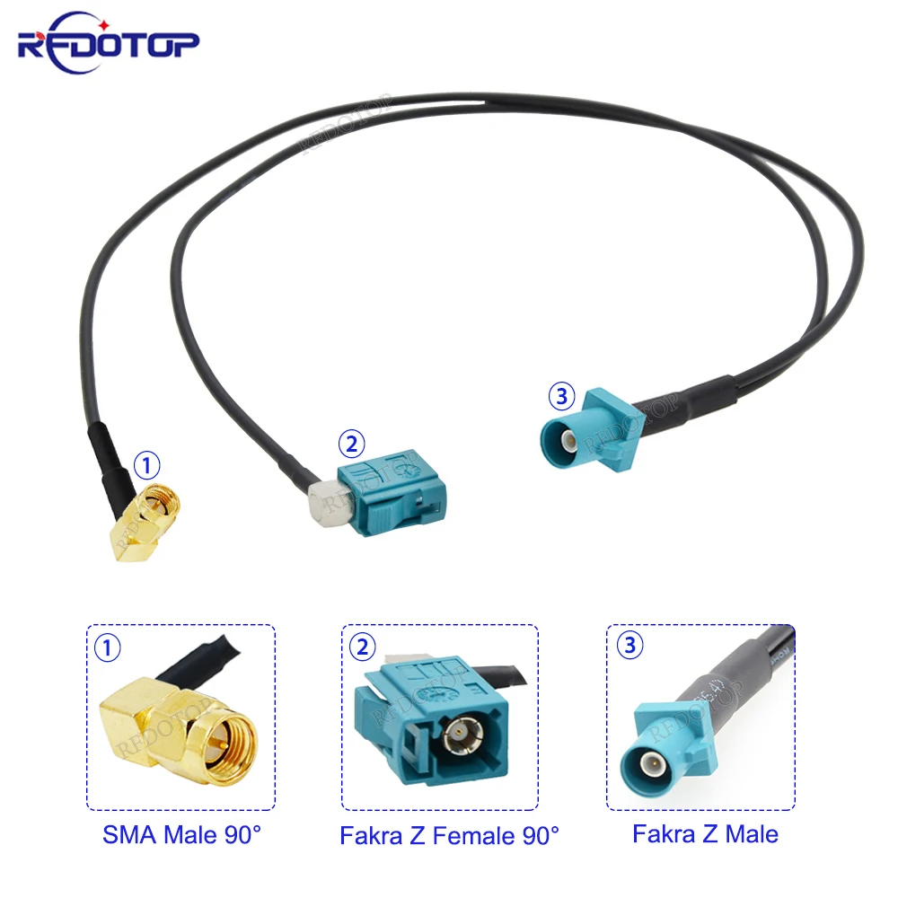 

RG174 Cable Fakra Z Male to 1xFakra Z Female & 1x SMA Male Plug Connector RG174 Y Type Splitter Cable GPS Antenna Extension Cord