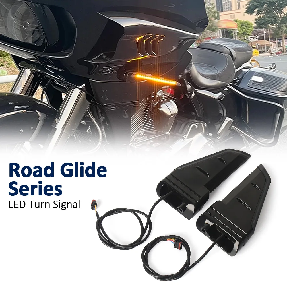 

Для Road Glide FLTRX FLTRU FLTRK 2015-2023 аксессуары для мотоциклов передний боковой светодиодный светильник, комплект индикаторных ламп указателя поворота