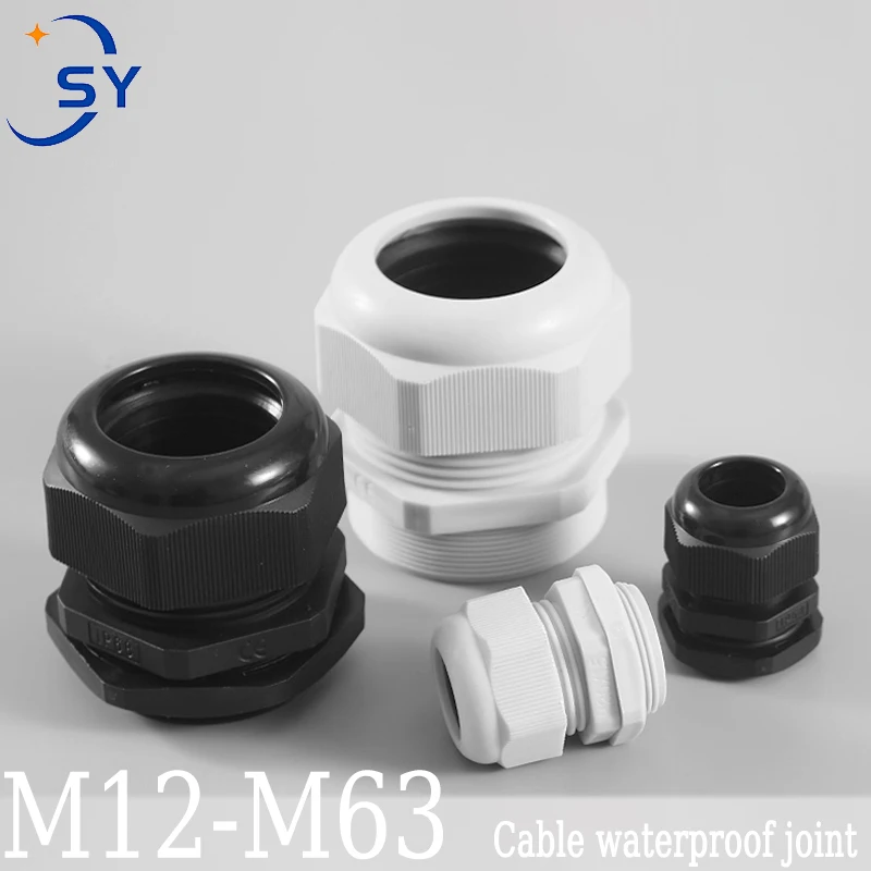 5PCS Waterproof Cable Glands Black White PA66 Nylon Sealing Glands M8 M10 M12 M16 M20 M25 M32M36 IP68 Cable Fixing Link