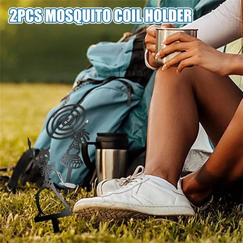 

AZ-2Pcs Outdoor Mosquito Coil Holder Metal Coil Incense Burners Creative Design Repellent Incense Rack For Fishing Camping