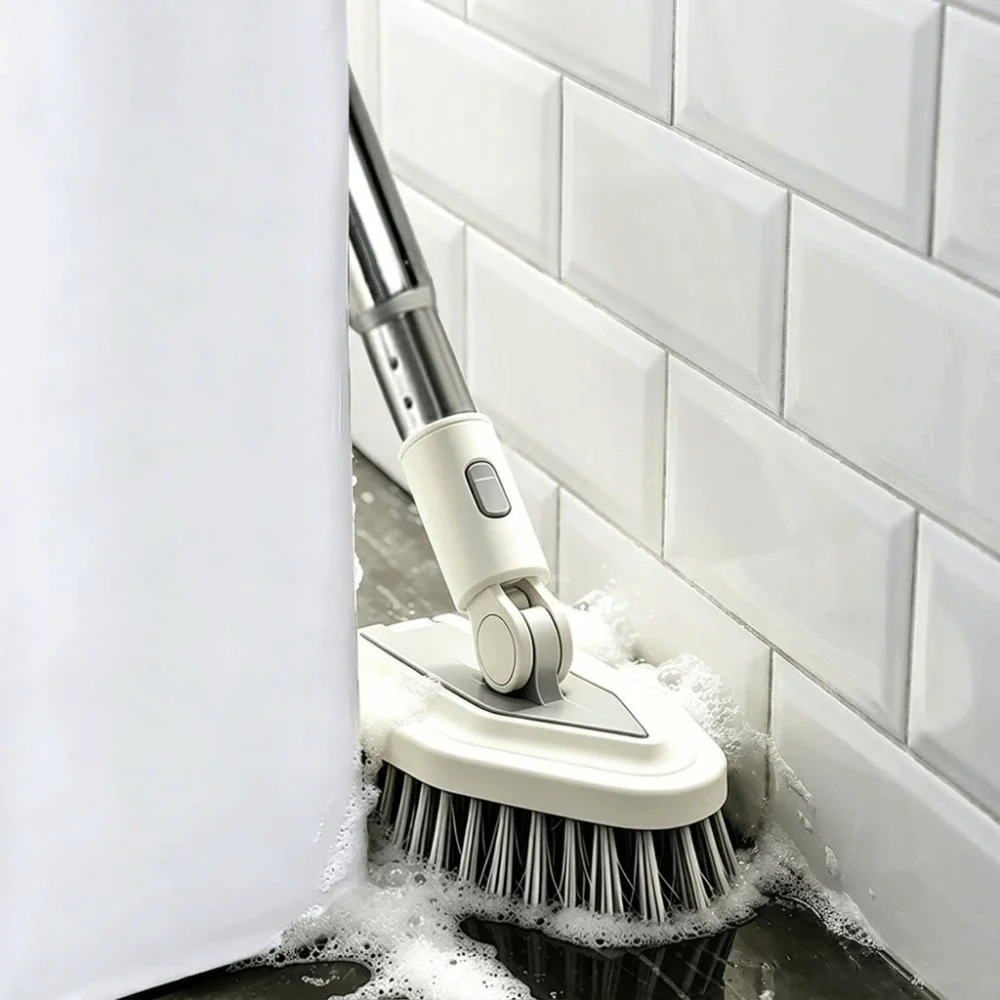 

Long Handle Bathroom Cleaning Brush Detachable Replaceable Brush Head Glass Wiper Plastic Efficient Glass Cleaning Tool