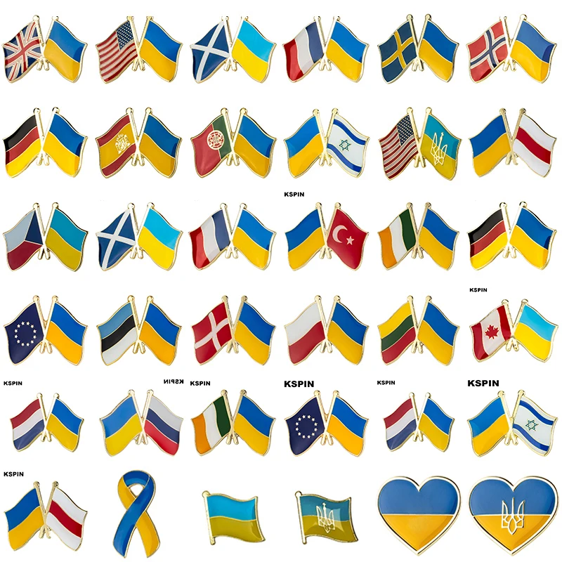 Ukraine and Belarus Friendship Flag Badge Flag Brooch National Flag Lapel Pin International Travel Pins