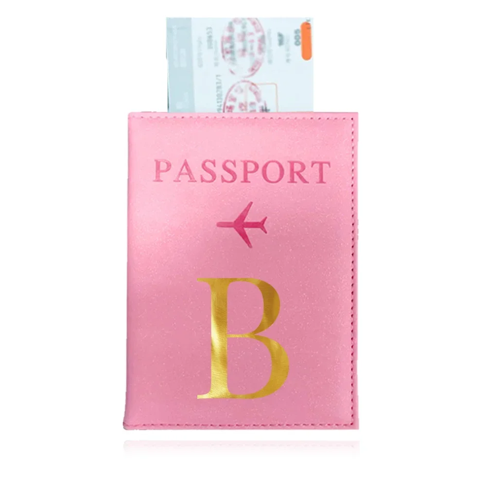 Travel Passport Holder Pink Passport Covers Ultra-thin Document Holder ID Card Covers UV Print Letter Series Travel Accessories