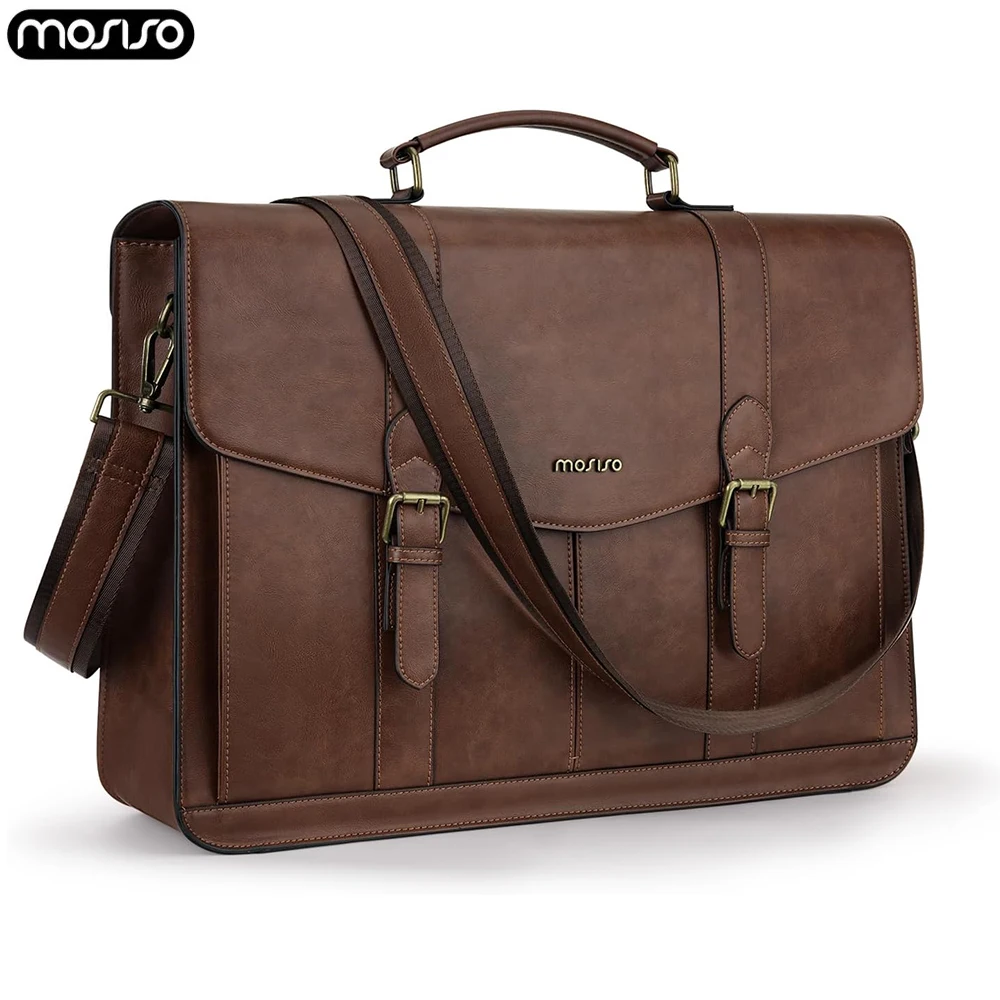 

Waterproof Laptop Bag Men Messenger Bags Women Crossbody Bags Vintage PU Leather Notebook Shoulder Briefcase Casual Handbag