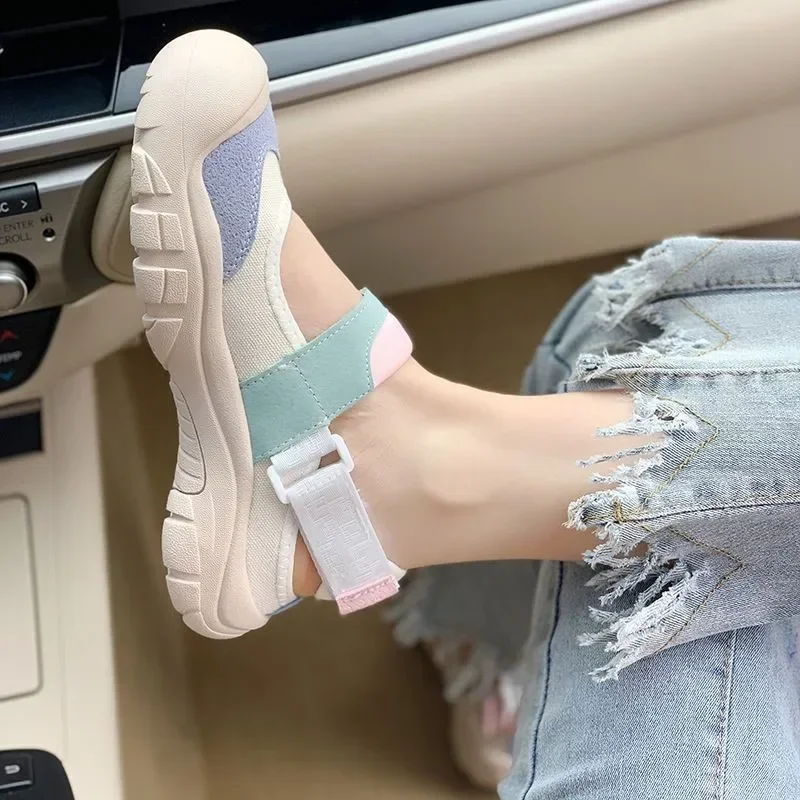 2024 Women's Summer New Fashion Color Matching Non-Slip Comfortable Casual Shoes Daily Baotou Thick-soled Beach Sandals 35-40 image 6
